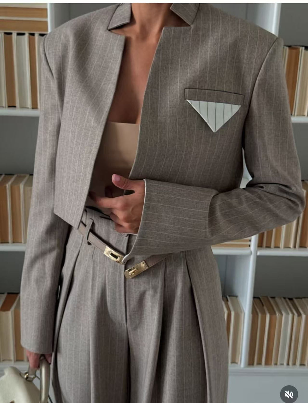 Tailleur Crop Gessato