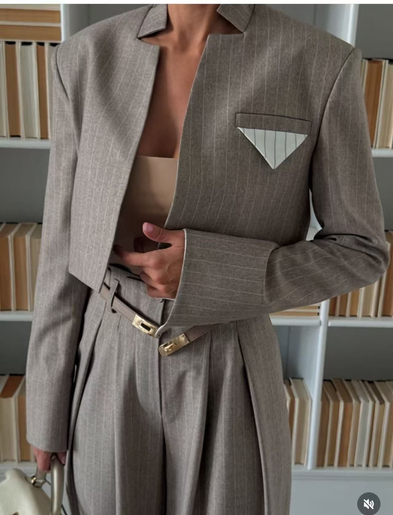 Tailleur Crop Gessato