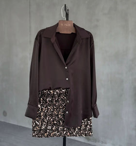 Gonna Oro/Camicia Beige