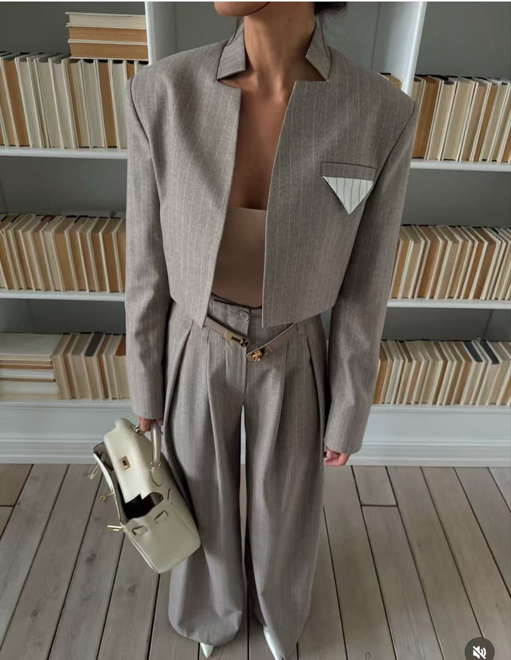 Tailleur Crop Gessato